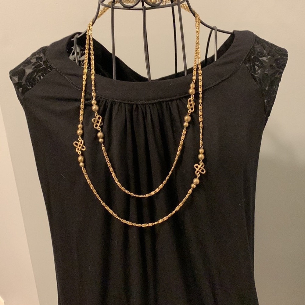 Vintage gold tone long necklace 56”‎ w/ Spring Clasp